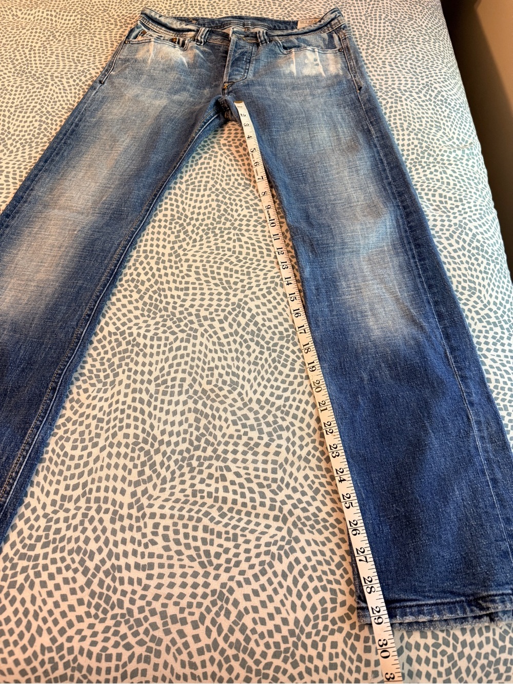 Diesel | Viker Low Rise, Button Fly Straight Leg Jeans, Distressed Wash - Picture 8 of 15
